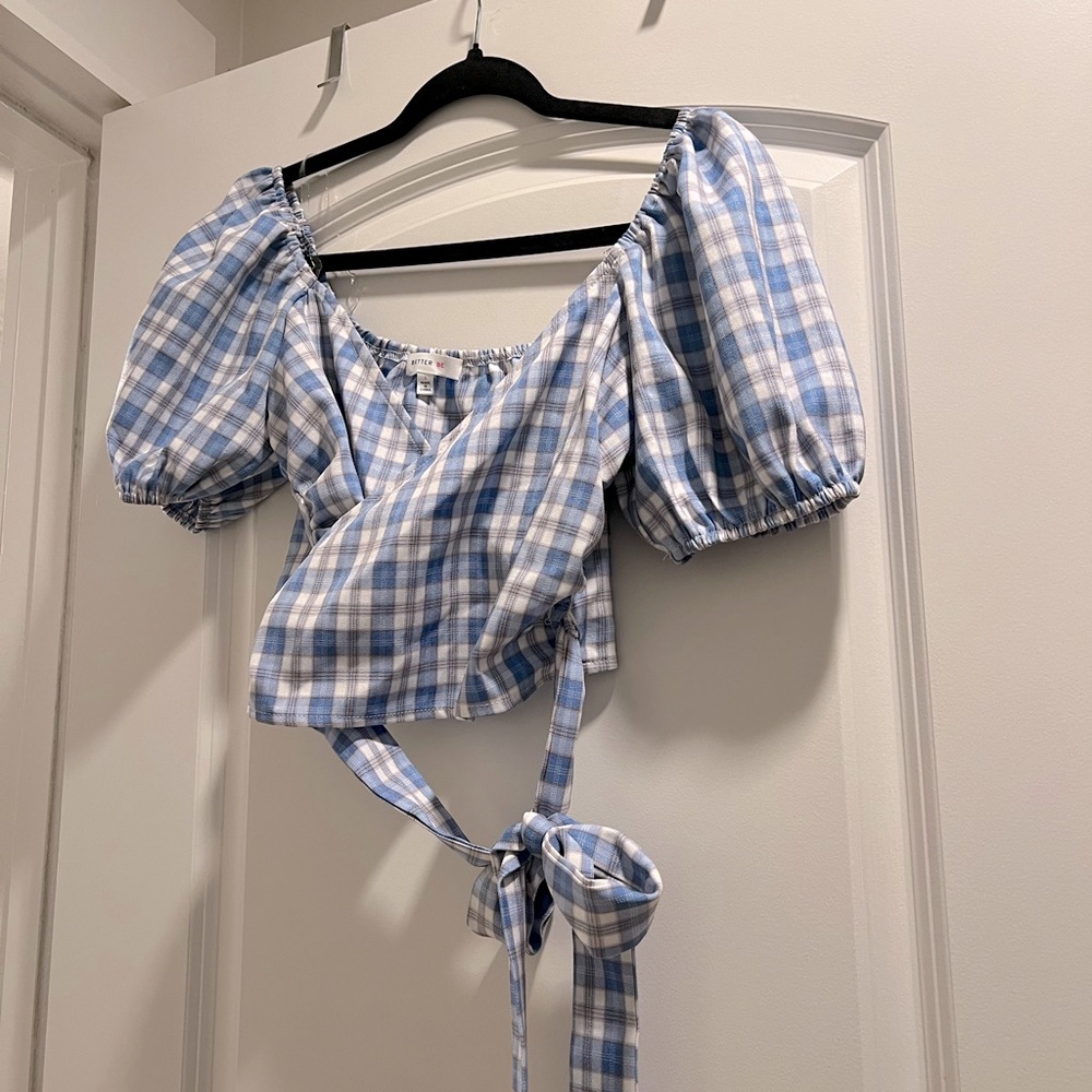 Plaid Criss Cross Tie Top